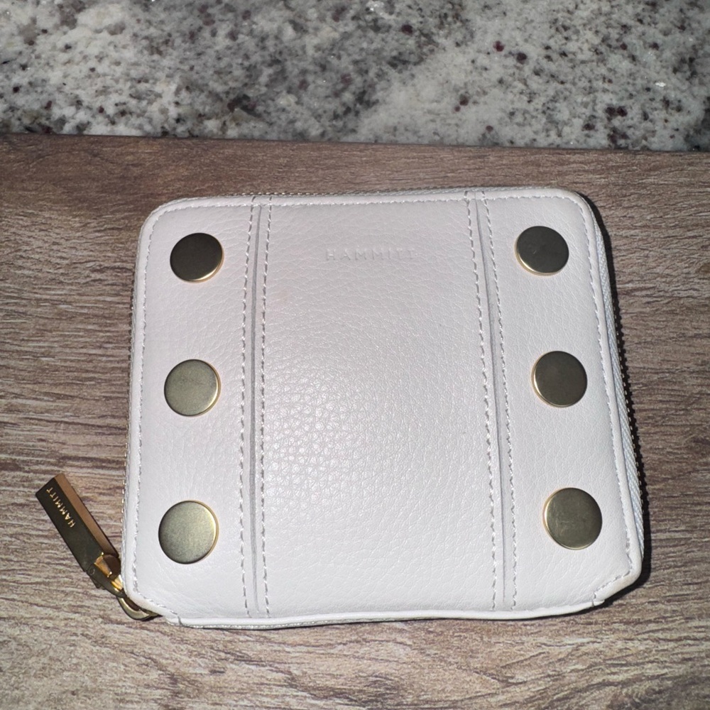 Hammitt White Wallet with Gold Accents